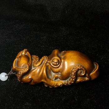 YIZHU CULTUER ART L 8,5 см китайски чемшир ръчно изработени съкровище статуетка риба-октопод Украшение колекция Подарък