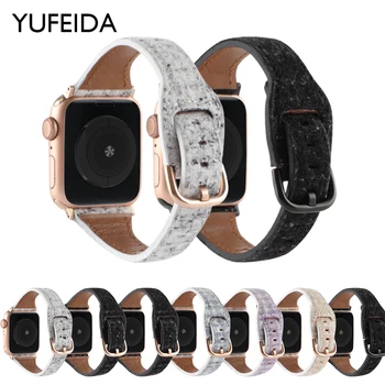 YUFEIDA Velvet Кожена каишка за Apple Watch Ultra Band 49 мм 45 мм 44 мм 38 мм 40 мм 42 мм Гривна за iWatch Серията Ultra 876543 Se