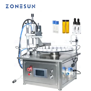 ZONESUN 2-в-1 на Ротари Настолна Автоматична Машина за пълнене и затваряне на течен бутилки от Стъкло на Флакона с малки Природата за етерични масла ZONESUN