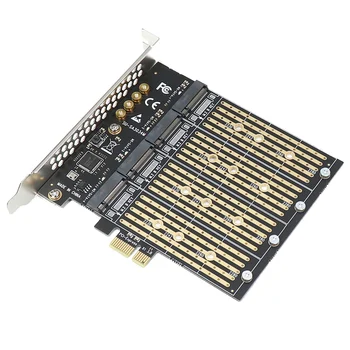 Адаптер, PCIe за NVME B Key M2 M. 2 4 Порта NGFF SATA SSD 10 gbps За PCI Express X1 Адаптер PCI-E M. 2 Такса за разширяване на Странично