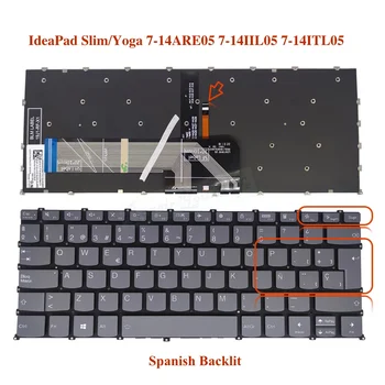 Американската/Руски Испанска Клавиатура с подсветка за Lenovo Yoga Slim 7-14itl05 7-14ARE05 7-14IIL05 14IIL US BUL SPA ES Сива Клавиатура