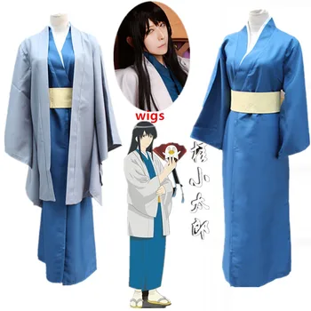 Аниме Гинтама Katsura Котару cosplay костюм Мъжки кендо на Японски кимона костюми перуки Хелоуин cosplay облекло за парти униформи