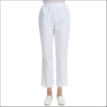 Бели панталони за медицински сестри, зимни ластични панталони за жени, за работа в болница