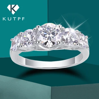 Годежни пръстени с муассанитом от сребро 925 проба за жени 3,6 карата, 5 камъни, D-цветно диамантен годежен пръстен с диамант Gra KUTPF