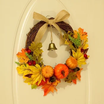 Ден на благодарността, Хелоуин, подвесная вратата, тиква, кленов лист, Камбанка, Венец, декорация на дома, Хелоуин, монтиран на стената лампа