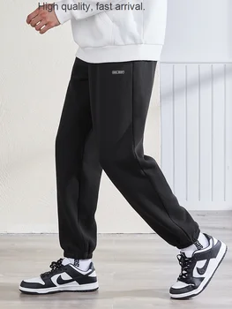 Есенно-пролетни и нови сиви спортни панталони, мъжки ежедневни панталони в корейски стил свободен намаляване с руното облицовка, мъжки панталони