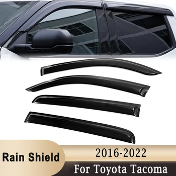 За Toyota Tacoma 2016-2022, 4 бр., по страничните прозорци, сенници от дъжд, приюти, дефлектор, защита от вятър, козирка, вентилационна защита