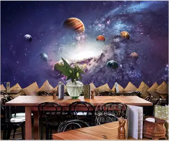 изработена по поръчка стенопис фотообои 3d космическа звездното небе научно-фантастичната тема космос девет планети Тапети за стени, на рула