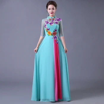 Източното женски празнична сватбена рокля Чонсам в традиционен китайски стил, елегантна дълга рокля Ципао в ретро стил, Vestido S-XXL
