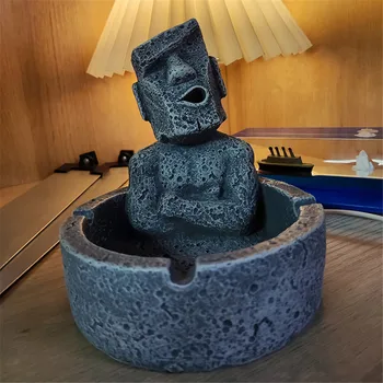 Колекция от пепелници Moai, Великденския остров, каменна портретна пепелник, индивидуален забавен подарък, декорация на работния плот, за един човек