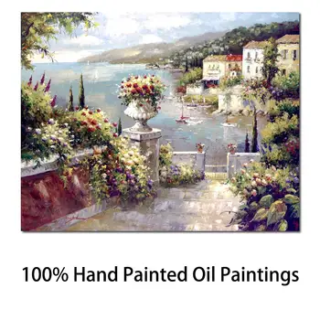 Красива картина с маслени бои, Пейзажи Capri Vista Ii Ръчно рисувани върху платно за хранене