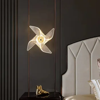 Креативна модна личност нощно шкафче за спалня, led декоративно осветление в стила на вятърна мелница, на фона на стенни лампа за хола на хотела, клуб