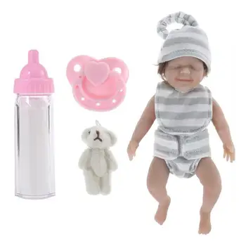 Кукла за новородени, миещи детски кукли, vinyl кукла за новородено, малка детска кукла с дрехи и аксесоари за хранене за деца