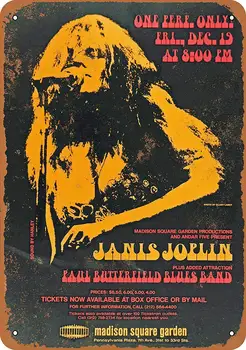 Лидице знак Isaric 1969 Джанис в Медисън Скуеър Гардън - реколта метална табела 8 x 12 см