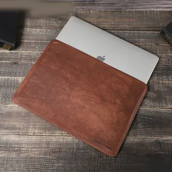 Луксозен калъф от естествена кожа за MacBook Pro 13,3 инча, чанта за лаптоп, мултифункционален лесен калъф за iPad, защитен калъф, подложка за мишка
