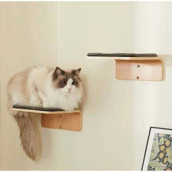Луксозен комплект рафтове за котки с 2 стъпки | 2 рафта за игри и сън! Страхотен комплект за котки и за вътрешна и външна употреба | Cat