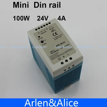 МИНИ-Din-рейк мощност 100 W 24-4A с един изход, импулсно захранване