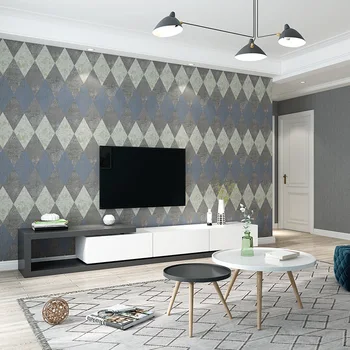 Модерните цветни тапети с диамант решетка, 3d водоустойчив тапет с мрежа райе за хол, спалня, TV, на фона на домашен интериор
