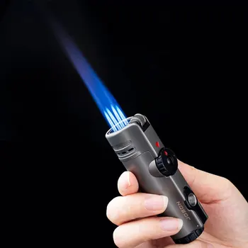 Мощното 4-джет пламък с висока температура Направо в ветрозащитной зажигалке, уникално запалване, аксесоари за пури и цигари