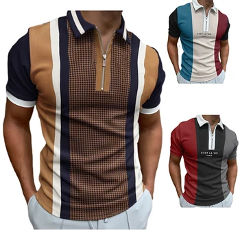 Мъжка лятна риза с къси ръкави за мъже, къс ръкав, най-поло с принтом, модерен украшение джоб с ревери, спортни дрехи, мъжки дрехи голям размер