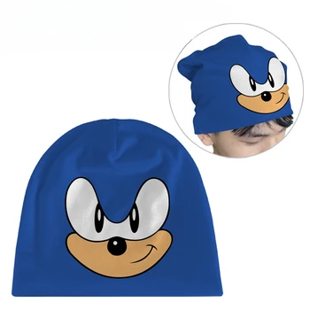 Нова шапка с принтом в стил аниме Sonic, плюшено пуловер, топла шапка, мультяшная вязаная капачка, cosplay, най-добрият подарък за рожден ден