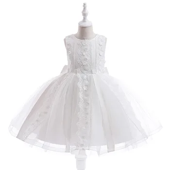 Нови детски бели дантелени сватбени рокли на шаферките, детско бална рокля, рокля за рождения ден на 4-10 години