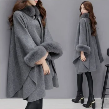 Палта за жени 2023, есенно-зимния вълна палто със средна дължина, с яка, дамски темпераментен наметало, однотонное зимно палто