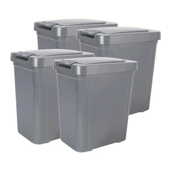 Пластмасова кофа за боклук с чувствителен на допир горния капак обем 7,6 литра, 4 опаковки, сивата кутия за почистване на дома