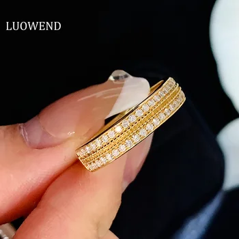Пръстен от жълто злато LUOWEND 18 ДО тези естествени диаманти 0,30 карата, модерен класически дизайн, с блестящи накити, подарък за жени за рожден ден