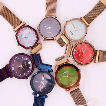 Разпродажба!! Специална оферта с отстъпка от дамски часовници Miyota Quartz Mov't, часовници е от неръждаема стомана с магнитна тока, подарък за момиче без кутия