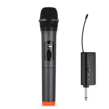 Ръчен безжичен UHF микрофон динамичен микрофон с преносим мини-приемник 6,35 мм щекер за акустична система за караоке у дома