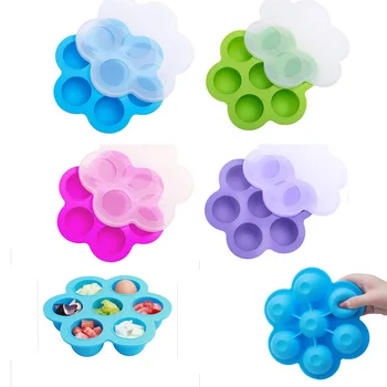 силиконовата решетка за лед под формата на топчета, за лед с 7 дупки, кутия за бебешка храна, форми за лед, Запечатани кутия за съхранение на пресни продукти за деца