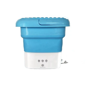 Синя преносими перална машина за пътуване, мини-сгъваема комбинирана перална машина с малка сгъваема кошница за източване