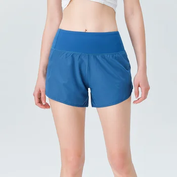 Спортни къси панталони на открито, женски фалшиви две двойки противоскользящих шорти за марафонского бягане, спортни панталони за йога