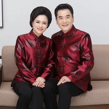 Традиционни китайски якета, дрехи за влюбени, дрехи за дълголетие, костюм от епохата на Тан, мъжки и дамски блузи с дълъг ръкав, сватбена блуза в китайски стил