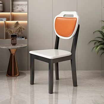 Трапезария стол от масивна дървесина, лесен луксозен мек стол, модерен, удобен, лесен и модерен домашен стол с облегалка, табуретка, компютърен стол