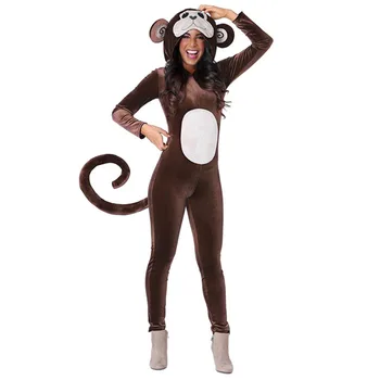 Хелоуин Мокей Cosplay костюм на маймуна сценичното представяне на Cosplay възрастни жени от животински Палава багаж преувеличен костюм на маймуна