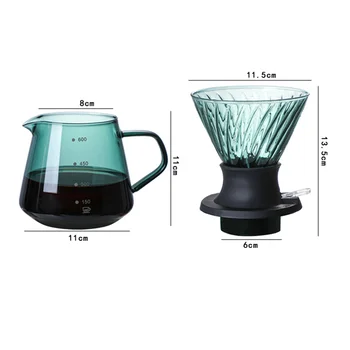 Чаша с ключа потопяема пипети с обем от 600 мл за V60, изсипете в машина, краен за кафе V-образна форма и филтри прозрачни