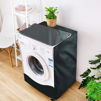 Черен калъф за пералня машина от плат Оксфорд, водоустойчив слънцезащитен крем, прахоустойчив калъф за дрехи с предно зареждане, калъф за домакински сушилни за дрехи