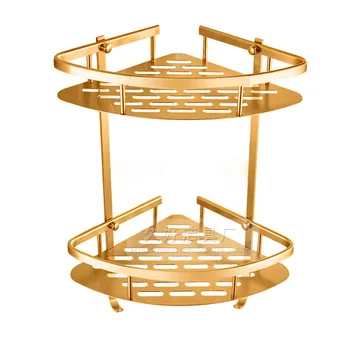 Ъглови рафтове Gold Space от алуминий, кошница за душ в банята, 2-слойный монтиране на багажник за съхранение на аксесоари за баня